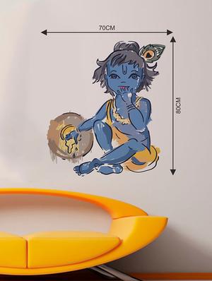 Rawpockets Wall Decals ' Lord Krishna n Pot Wall Sticker ' Wall stickers (PVC Vinyl) Multicolour - 15733620 - Standard Image - 2