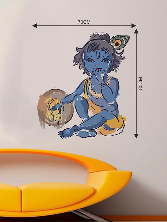 Rawpockets Wall Decals ' Lord Krishna n Pot Wall Sticker ' Wall stickers (PVC Vinyl) Multicolour - 15733620 - Zoom Image - 2