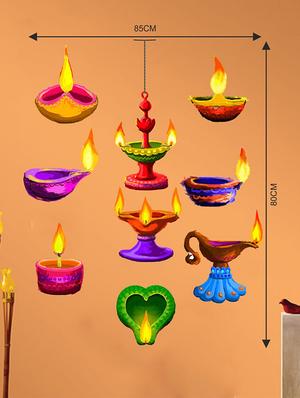 Rawpockets Wall Decals ' Diya Wall Sticker ' Wall stickers (PVC Vinyl) Multicolour - 15733622 - Standard Image - 2