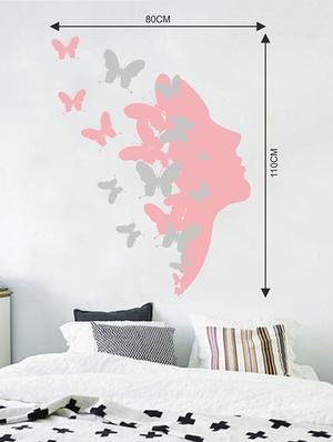 Rawpockets Wall Decals ' Butterfly n Girl Face Wall Sticker ' Wall stickers (PVC Vinyl) Multicolour - 15733623 - Standard Image - 2
