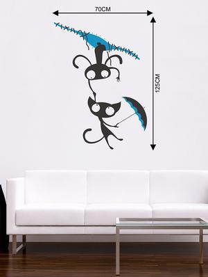 Rawpockets Wall Decals ' Cartoon Cat n Umbrella Wall Sticker ' Wall stickers (PVC Vinyl) Multicolour - 15733624 - Standard Image - 2