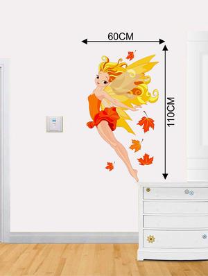 Rawpockets Wall Decals ' Angel n Autumn Leaves Wall Sticker ' Wall stickers (PVC Vinyl) Multicolour - 15733629 - Standard Image - 2