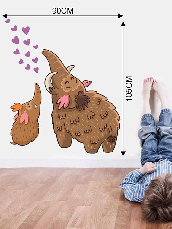 Rawpockets Wall Decals ' Cartoon Elephants Love n Heart-in Wall Sticker ' Wall stickers (PVC Vinyl) Multicolour - 15733641 - Zoom Image - 2