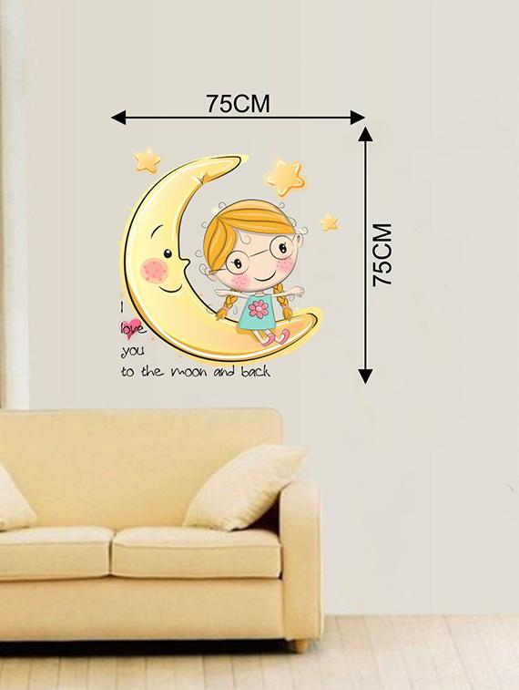 Rawpockets Wall Decals ' Moon and Back Love Wall Sticker ' Wall stickers (PVC Vinyl) Multicolour - 15733647 - Zoom Image - 2