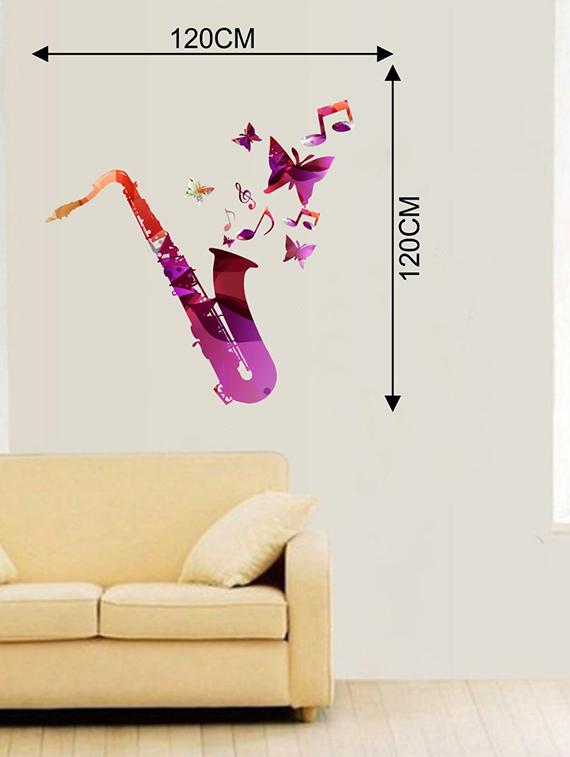 Rawpockets Wall Decals ' Trumpet and Butterfly Wall Sticker ' Wall stickers (PVC Vinyl) Multicolour - 15733648 - Zoom Image - 2