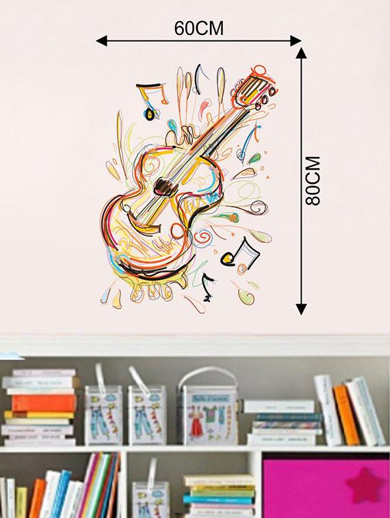 Rawpockets Wall Decals ' Guitar Musical Instrument Wall Sticker ' Wall stickers (PVC Vinyl) Multicolour - 15733649 - Zoom Image - 2