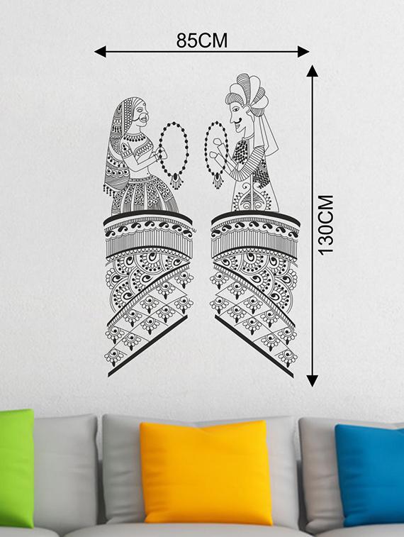 Rawpockets Wall Decals ' Traditions of Indian Bride and Groom Wall Sticker ' Wall stickers (PVC Vinyl) Multicolour - 15733650 - Zoom Image - 2