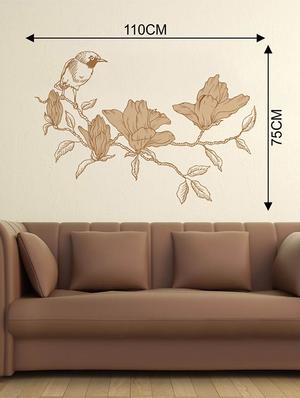 Rawpockets Wall Decals ' Bird and Flower Wall Sticker ' Wall stickers (PVC Vinyl) Multicolour - 15733651 - Standard Image - 2