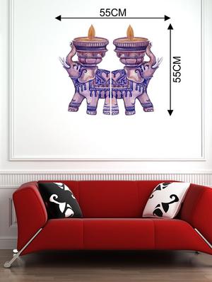 Rawpockets Wall Decals ' Elephant Diya Wall Sticker ' Wall stickers (PVC Vinyl) Multicolour - 15733652 - Standard Image - 2