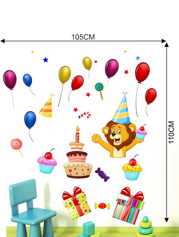 Rawpockets Wall Decals ' Lion and Celebrations Wall Sticker ' Wall stickers (PVC Vinyl) Multicolour - 15733657 - Zoom Image - 2