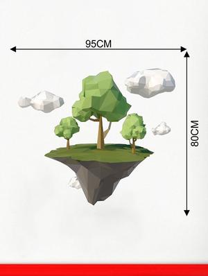 Rawpockets Wall Decals ' Green Trees and Clouds Wall Sticker ' Wall stickers (PVC Vinyl) Multicolour - 15733659 - Standard Image - 2