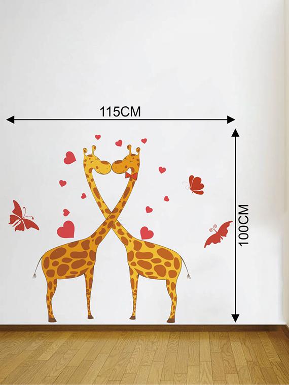 Rawpockets Wall Decals ' Giraffe Love and Butterfly Wall Sticker ' Wall stickers (PVC Vinyl) Multicolour - 15733660 - Zoom Image - 2