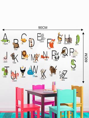 Rawpockets Wall Decals ' ABCD Cartoon Animals Name Wall Sticker ' Wall stickers (PVC Vinyl) Multicolour - 15733663 - Standard Image - 2