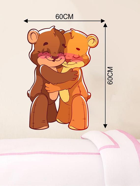 Rawpockets Wall Decals ' Teddy Bear Hug Wall Sticker ' Wall stickers (PVC Vinyl) Multicolour - 15733665 - Zoom Image - 2
