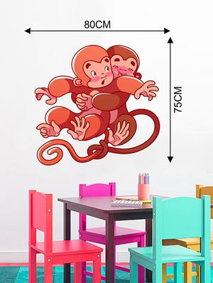 Rawpockets Wall Decals ' Cute Monkeys Hug Wall Sticker ' Wall stickers (PVC Vinyl) Multicolour - 15733668 - Standard Image - 2