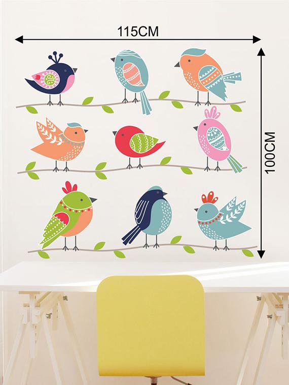 Rawpockets Wall Decals ' Cute Birds Family Wall Sticker ' Wall stickers (PVC Vinyl) Multicolour - 15733672 - Zoom Image - 2