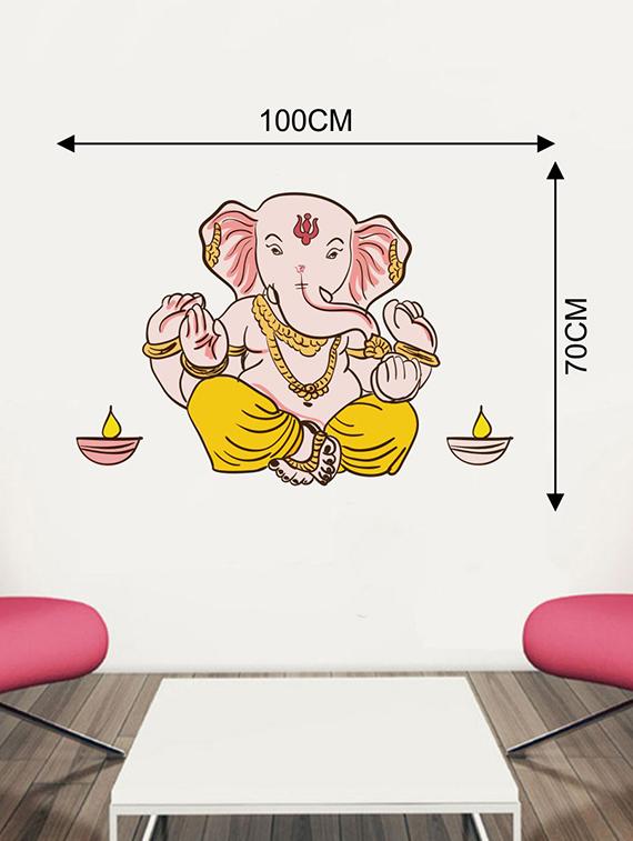 Rawpockets Wall Decals ' Cute Lord Ganesha Wall Sticker ' Wall stickers (PVC Vinyl) Multicolour - 15733673 - Zoom Image - 2