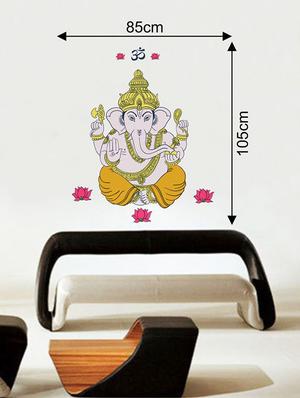 Rawpockets Wall Decals ' Lord Ganesha and Lotus Flower Wall Sticker ' Wall stickers (PVC Vinyl) Multicolour - 15733674 - Standard Image - 2