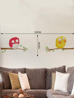 Rawpockets Wall Decals ' Yellow and Red Owl Wall Sticker ' Wall stickers (PVC Vinyl) Multicolour - 15733691 - Standard Image - 2