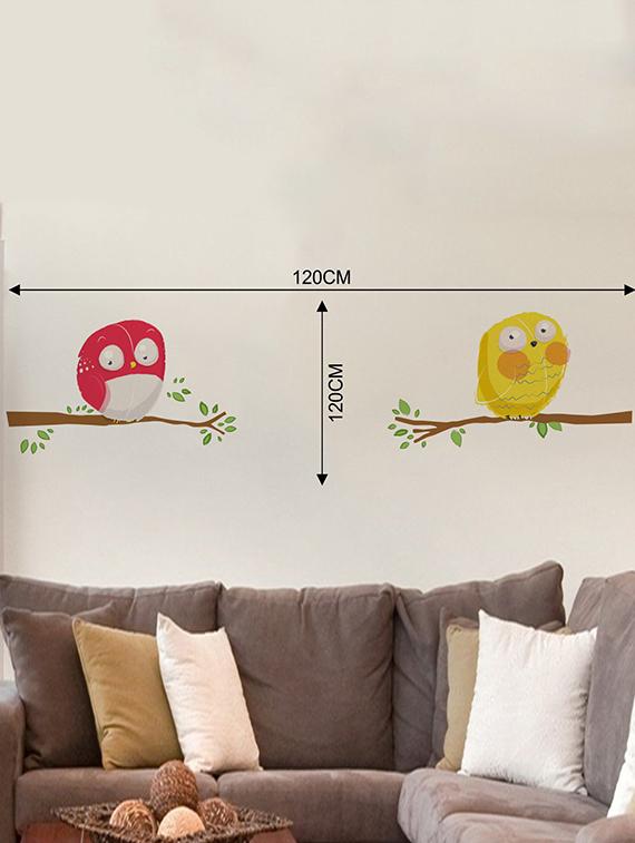 Rawpockets Wall Decals ' Yellow and Red Owl Wall Sticker ' Wall stickers (PVC Vinyl) Multicolour - 15733691 - Zoom Image - 2