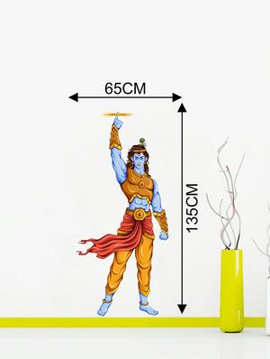 Rawpockets Wall Decals ' lord Krishna and Sudarshana Chakra Wall Sticker ' Wall stickers (PVC Vinyl) Multicolour - 15733695 - Standard Image - 2
