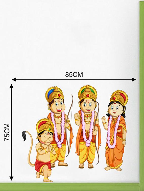 Rawpockets Wall Decals ' Lord Ram Sita Lakshman Hanuman Wall Sticker ' Wall stickers (PVC Vinyl) Multicolour - 15733696 - Zoom Image - 2