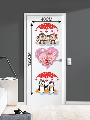 Rawpockets Wall Decals ' Cute Cartoon Animals Love Wall Sticker ' Wall stickers (PVC Vinyl) Multicolour - 15733698 - Standard Image - 2