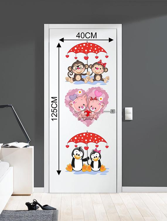 Rawpockets Wall Decals ' Cute Cartoon Animals Love Wall Sticker ' Wall stickers (PVC Vinyl) Multicolour - 15733698 - Zoom Image - 2