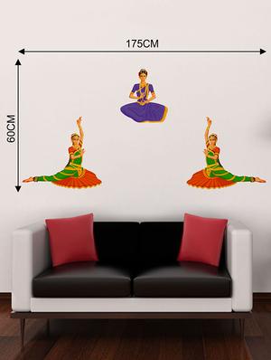 Rawpockets Wall Decals ' Bharatnatyam Classical Dance Wall Sticker ' Wall stickers (PVC Vinyl) Multicolour - 15733701 - Standard Image - 2