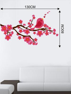 Rawpockets Wall Decals ' Pink Flower and Bird Wall Sticker ' Wall stickers (PVC Vinyl) Multicolour - 15733703 - Standard Image - 2