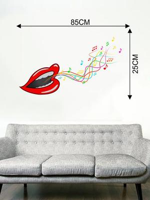 Rawpockets Wall Decals ' Lips and Singing Wall Sticker ' Wall stickers (PVC Vinyl) Multicolour - 15733705 - Standard Image - 2