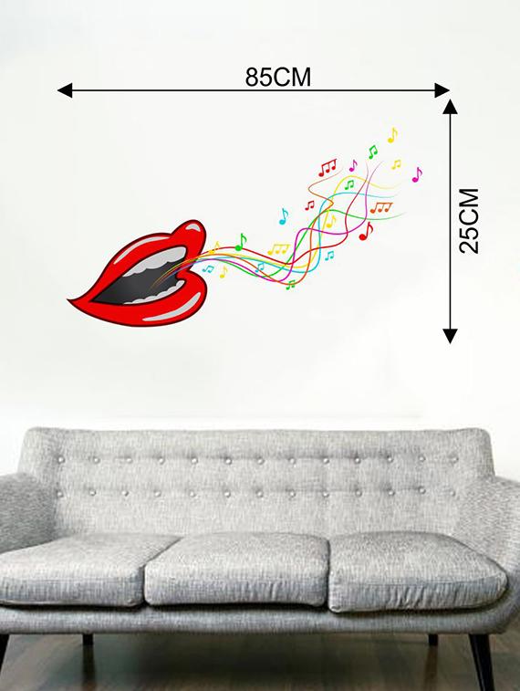 Rawpockets Wall Decals ' Lips and Singing Wall Sticker ' Wall stickers (PVC Vinyl) Multicolour - 15733705 - Zoom Image - 2