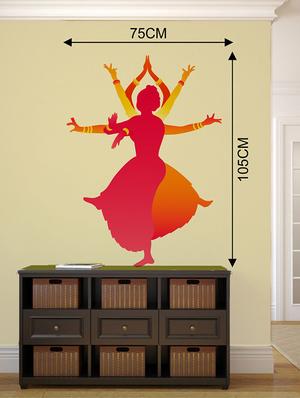 Rawpockets Wall Decals ' Bharatnatyam Female Dance Wall Sticker ' Wall stickers (PVC Vinyl) Multicolour - 15733707 - Standard Image - 2