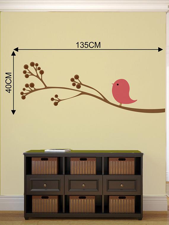 Rawpockets Wall Decals ' Pink Bird Wall Sticker ' Wall stickers (PVC Vinyl) Multicolour - 15733712 - Zoom Image - 2