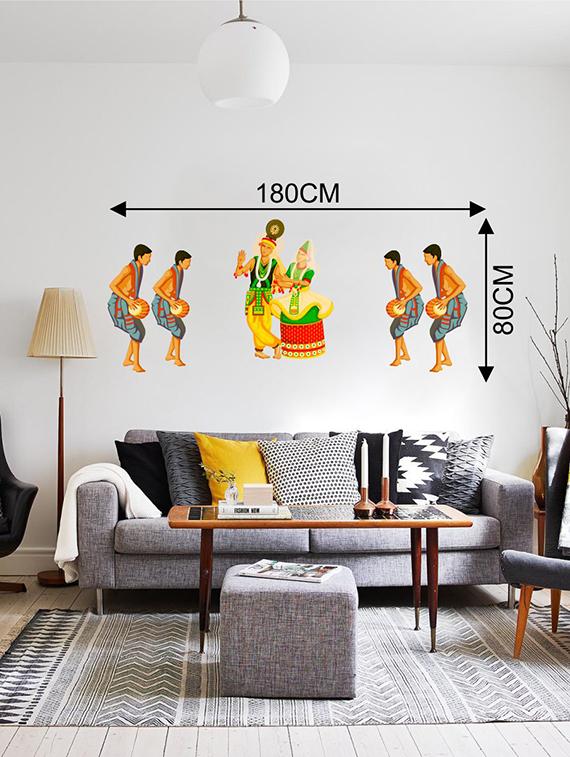 Rawpockets Wall Decals ' Indian Ethnic Dance Wall Sticker ' Wall stickers (PVC Vinyl) Multicolour - 15733716 - Zoom Image - 2