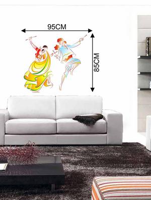 Rawpockets Wall Decals ' Dandiya Dance Wall Sticker ' Wall stickers (PVC Vinyl) Multicolour - 15733717 - Standard Image - 2