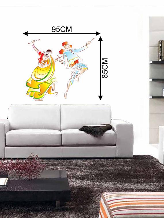 Rawpockets Wall Decals ' Dandiya Dance Wall Sticker ' Wall stickers (PVC Vinyl) Multicolour - 15733717 - Zoom Image - 2