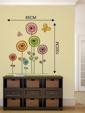 Rawpockets Wall Decals ' Kids Drawing Flower and Butterfly Wall Sticker ' Wall stickers (PVC Vinyl) Multicolour - 15733718 - Standard Image - 2