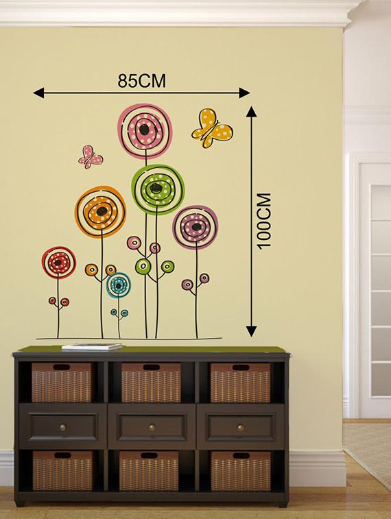 Rawpockets Wall Decals ' Kids Drawing Flower and Butterfly Wall Sticker ' Wall stickers (PVC Vinyl) Multicolour - 15733718 - Zoom Image - 2