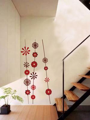 Rawpockets Wall Decals ' Red Decorative Flower Wall Sticker ' Wall stickers (PVC Vinyl) Multicolour - 15733719 - Standard Image - 2