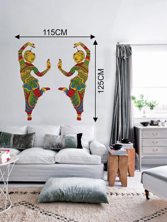 Rawpockets Wall Decals ' Indian Classical Dance Decorative Wall Sticker ' Wall stickers (PVC Vinyl) Multicolour - 15733722 - Zoom Image - 2