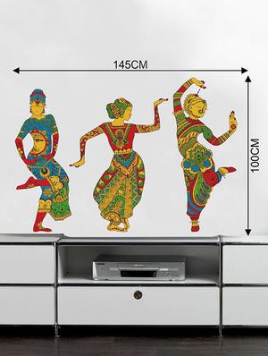 Rawpockets Wall Decals ' Indian Ethnic Dance Combo Decorative Wall Sticker ' Wall stickers (PVC Vinyl) Multicolour - 15733724 - Standard Image - 2