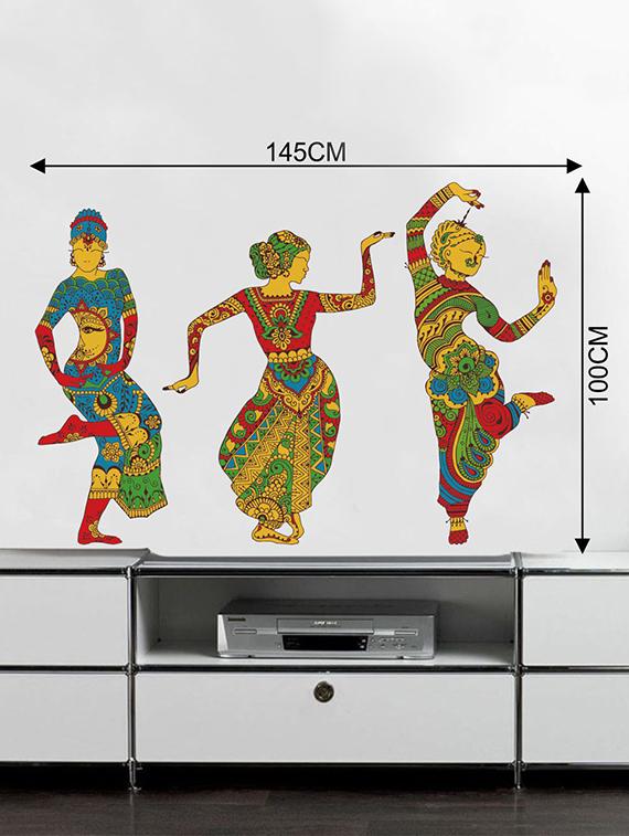 Rawpockets Wall Decals ' Indian Ethnic Dance Combo Decorative Wall Sticker ' Wall stickers (PVC Vinyl) Multicolour - 15733724 - Zoom Image - 2