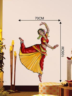Rawpockets Wall Decals ' Indian Bhartanatyam Dance Wall Sticker ' Wall stickers (PVC Vinyl) Multicolour - 15733725 - Standard Image - 2