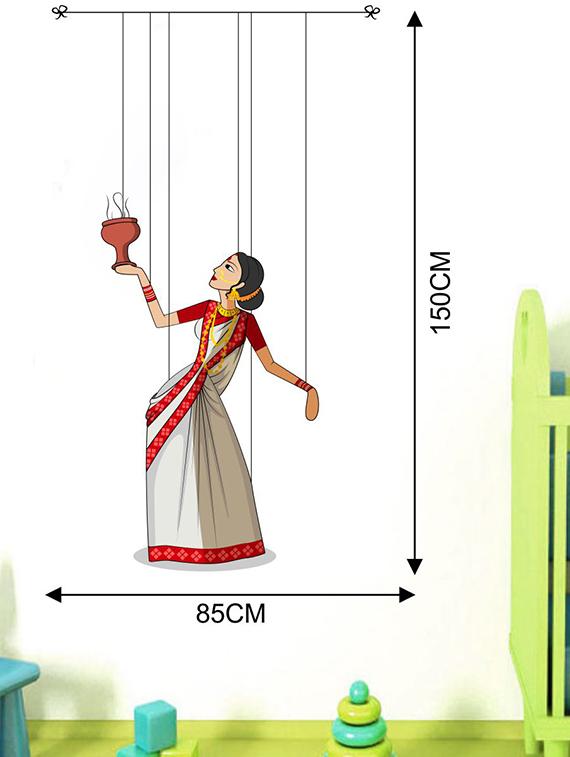 Rawpockets Wall Decals ' Kathak Puppet Dance ' Wall stickers (PVC Vinyl) Multicolour - 15733735 - Zoom Image - 2