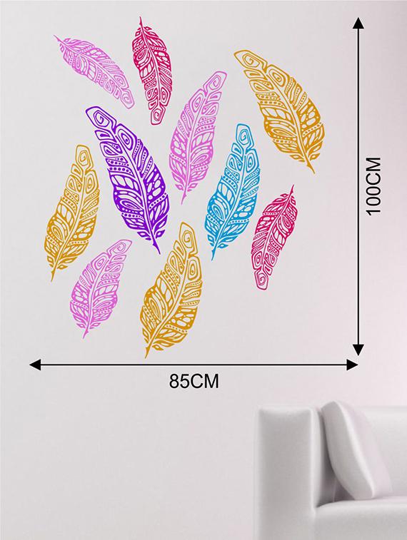 Rawpockets Wall Decals ' Multi Color Feathers ' Wall stickers (PVC Vinyl) Multicolour - 15733742 - Zoom Image - 2