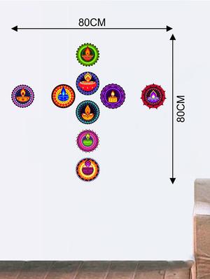 Rawpockets Wall Decals ' Decorative Diya ' Wall stickers (PVC Vinyl) Multicolour - 15733744 - Standard Image - 2