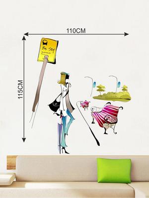 Rawpockets Wall Decals ' Girl at Bus stop ' Wall stickers (PVC Vinyl) Multicolour - 15733752 - Standard Image - 2