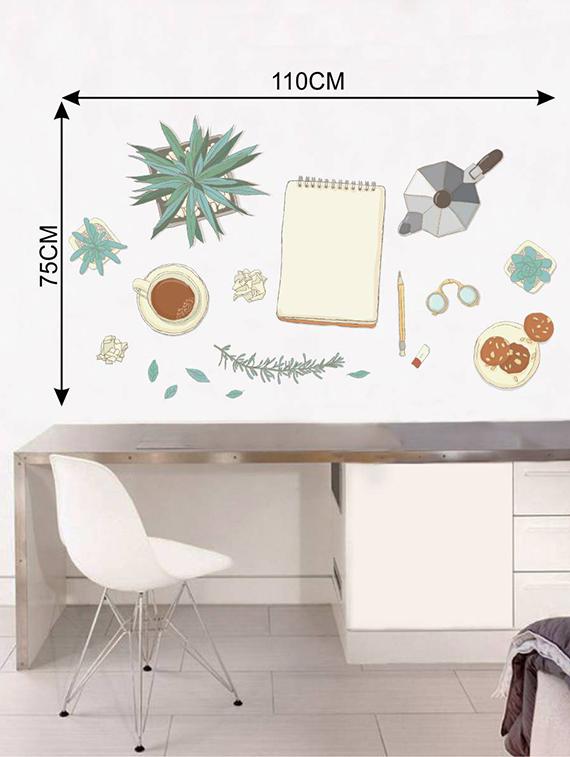 Rawpockets Wall Decals ' Tea Time ' Wall stickers (PVC Vinyl) Multicolour - 15733756 - Zoom Image - 2