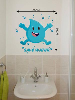 Rawpockets Wall Decals ' Save Water Emoticon ' Wall stickers (PVC Vinyl) Multicolour - 15733768 - Standard Image - 2